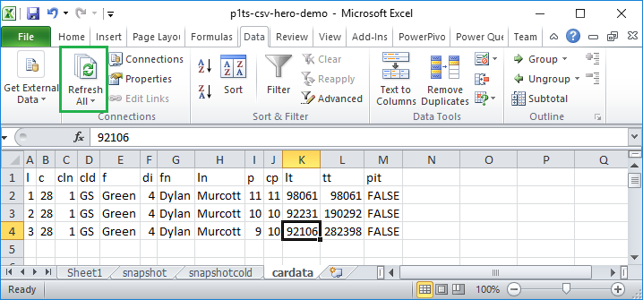 cardata sheet