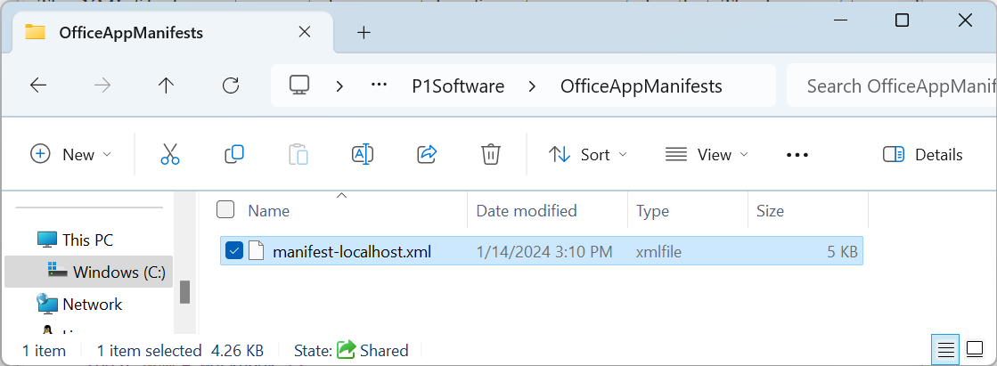 Manifest in File Explorer